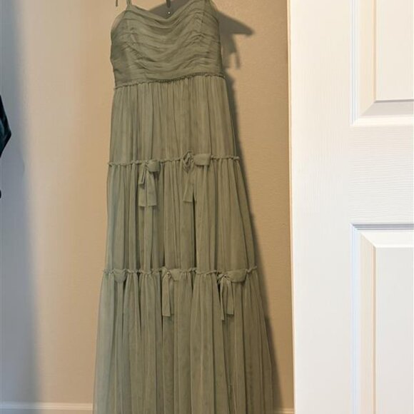 Revelry Sage Green Tulle Bridesmaids Dress - Picture 4 of 4
